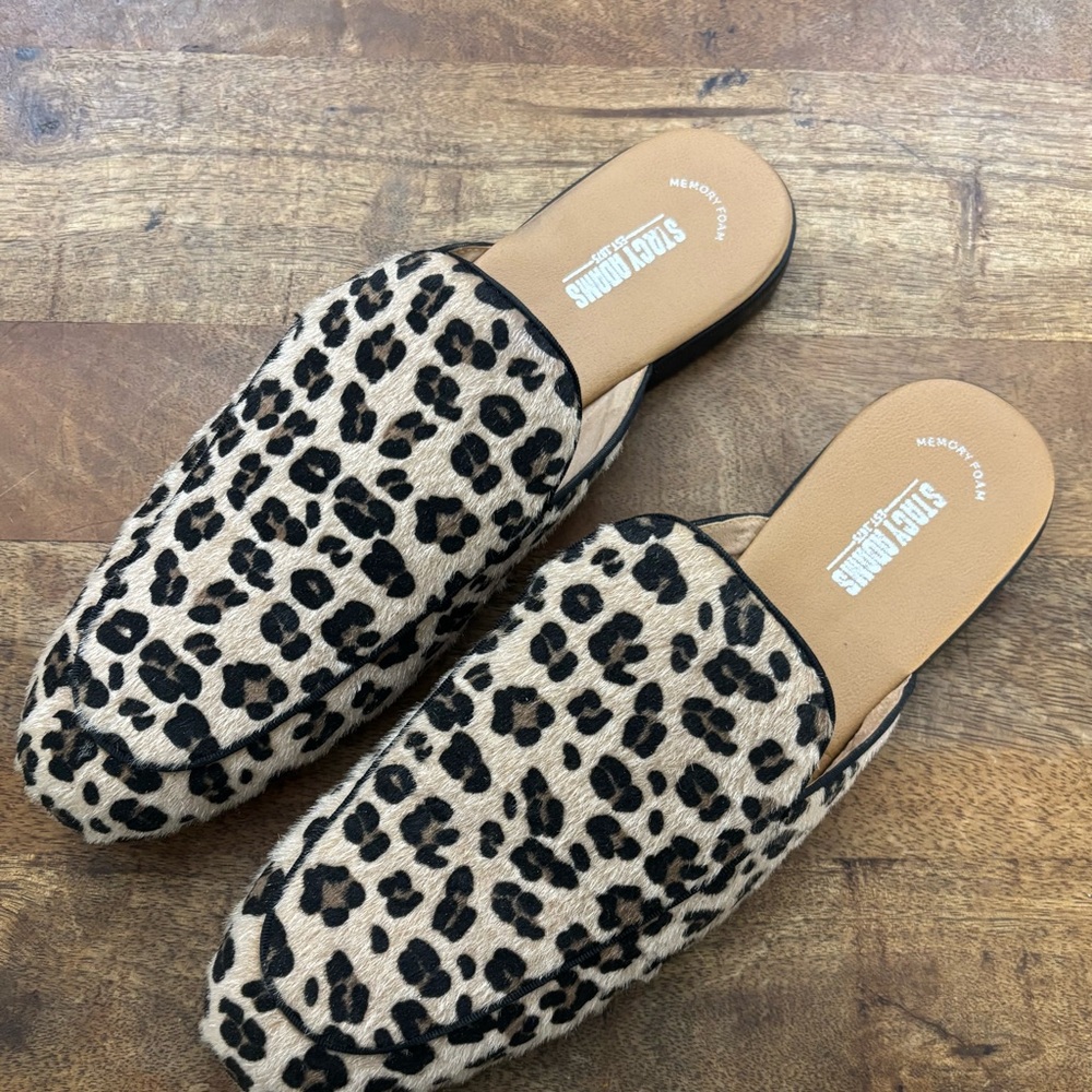 Stacy Adam’s Leopard Print Men's Loafers mules slip on shoes 11.5 like new